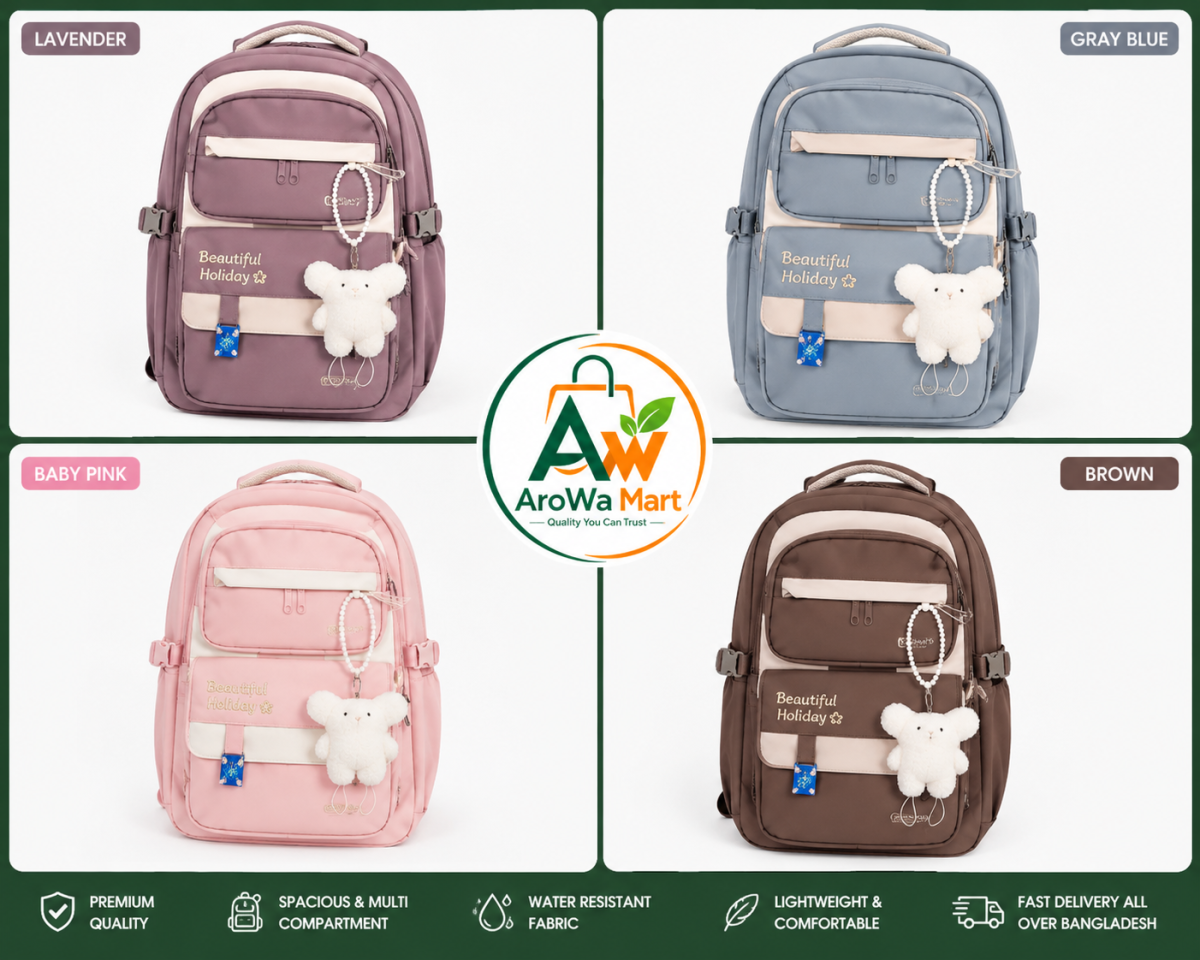 Beautiful Holiday Premium Student Backpack | Waterproof School, College & Travel Bag | AroWa Mart Bangladesh