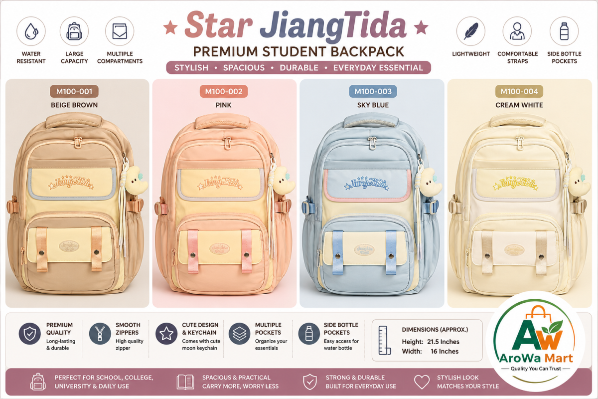 JiangTida Premium Student School & College Backpack | Large 21.5 Inch Waterproof Travel Backpack | Arowa Mart