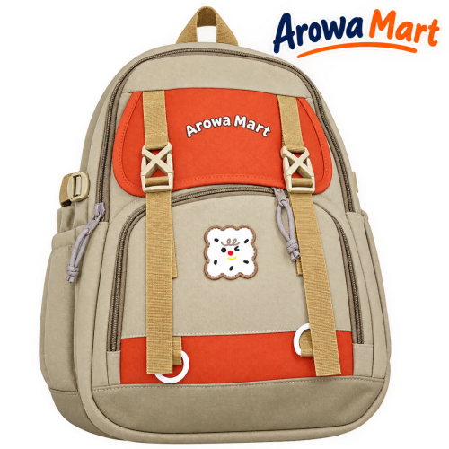 Arowa Mart Stylish Canvas Backpack – School, College & Travel-er জন্য Spacious Multi-Compartment Bag