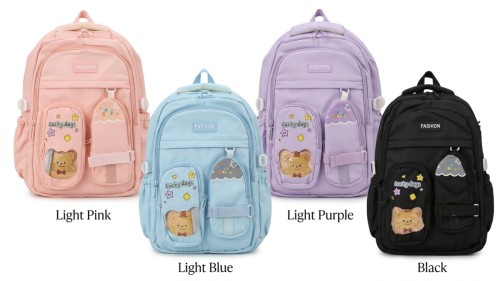 Cute Korean Style "Lucky Days" & "Hello Bears" Backpack for Girls - ৪টি আকর্ষণীয় কালারে!